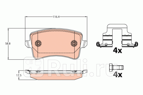 GDB2107 - Колодки тормозные дисковые задние (TRW) Audi A4 B8 рестайлинг (2011-2015) для Audi A4 B8 (2011-2015) рестайлинг, TRW, GDB2107