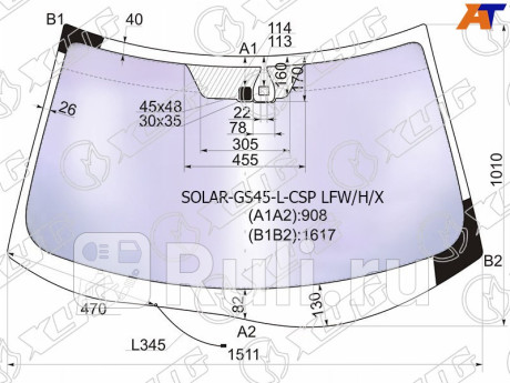 SOLAR-GS45-L-CSP LFW/H/X - Лобовое стекло (XYG) Mitsubishi Outlander XL рестайлинг (2010-2012) для Mitsubishi Outlander XL (2010-2012) рестайлинг, XYG, SOLAR-GS45-L-CSP LFW/H/X