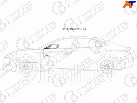 HYU-DN8 FV/LH/X - Стекло двери передней левой (форточка) (XYG) Hyundai Sonata 8 (2018-2021) для Hyundai Sonata 8 (2018-2021), XYG, HYU-DN8 FV/LH/X