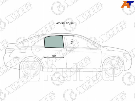 ACV40 RD/RH - Стекло двери задней правой (XYG) Toyota Camry 40 рестайлинг (2009-2011) для Toyota Camry V40 (2009-2011) рестайлинг, XYG, ACV40 RD/RH
