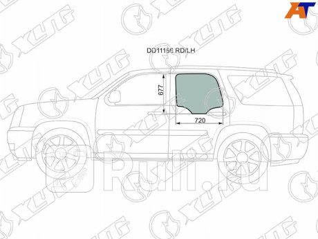 DD11166 RD/LH - Стекло двери задней левой (XYG) Chevrolet Tahoe 900 (2006-2014) для Chevrolet Tahoe 900 (2006-2014), XYG, DD11166 RD/LH
