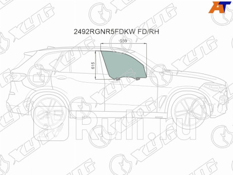 2492RGNR5FDKW FD/RH - Стекло двери передней правой (XYG) BMW X7 G07 (2018-2021) (2018-2021) для BMW X7 G07 (2018-2021), XYG, 2492RGNR5FDKW FD/RH